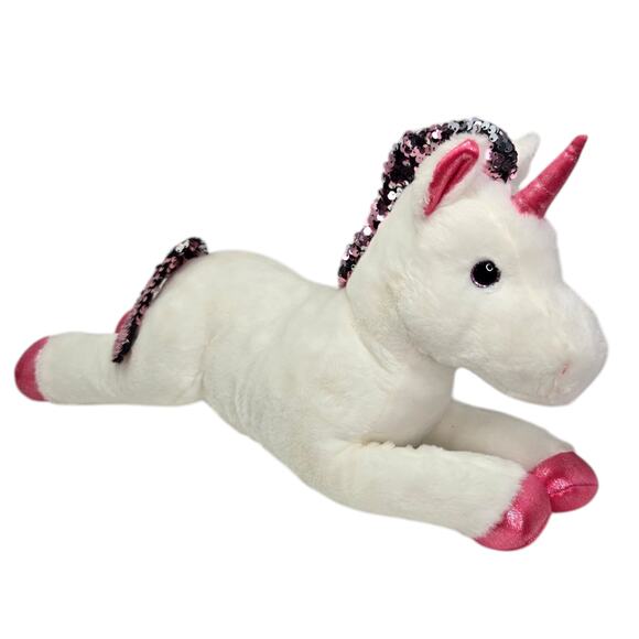 Aurora Shimmers Unicorn Reversible Sequins Fantasy Stuffed Animal Plush Toy 18" - Picture 1 of 8